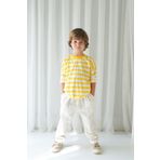 Catz Kids Erkek Çocuk Ekru Keten Carrot Pantolon + Sarı Beyaz Çizgili Penye T-Shirt