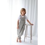 Catz Kids Erkek Çocuk Siyah Beyaz Çizgili Keten Velvet Tulum