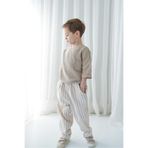 Catz Kids Erkek Çocuk Vizon Çizgili Keten Pantolon + Vizon Müslin Arkadan Düğmeli Gömlek