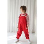 Catz Kids Kırmızı Gabardin Askılı Tulum + Kırmızı Beyaz Çizgili Sweat