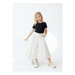 Catz Kids Kız Çocuk Kali Pantolon Yazlık Beyaz Siyah İnce Çizgili %100 Pamuk Keten ( Sınırlı Stok )
