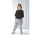 Catz Kids Siyah Beyaz Çizgili Keten Carrot Pantolon Siyah Müslin Cep Detaylı Gömlek