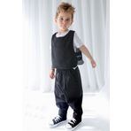 Catz Kids Siyah Keten Carrot Pantolon + Gri+Siyah Çift Taraflı Yelek