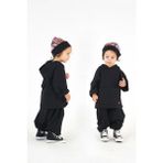Catz Kids - Siyah Penye Samuray Şalvar + Siyah Penye Kapüşonlu Sweat + Etnik Desen Bere - 2 - 3 Yaş