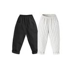 Catz Kids Tek Paket İki Model Siyah Keten Boyfriend & Siyah Beyaz İnce Çizgili Carrot Pantolon