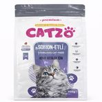 CATZO Somon Etli Kısır Kedi Maması 500 g | Sterilised Dry Cat Food | Omega 3-6 Destekli, Dengeli Beslenme