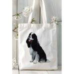 Cavalier King Charles Köpek Baskılı Bez Çanta Omuz Çantası Kişiye Özel Model 7