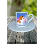 Cavalier King Charles Köpek Baskılı Türk Kahvesi Fincanı Tabaklı Kişiye Özel Model 1