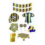 CAVAŞ sun hat 4345121225 Sari Lacivert Konseptli 16 Kişilik Parti Seti -Forma Folyo Balon