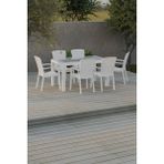 Çavdar Group 80X140 cm Rattan 6 Kişilik Masa Takımı Camlı Sedan Sandalye Bahçe Teras Takımı Oturma Grubu - Beyaz