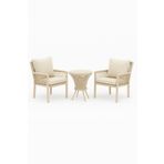 Çavdar Group Alya Raddan 1+1 Bistro Set Minderli 2 Kişilik Raddan Oturma Grubu Camlı Sehpa Bahçe Balkon Teras Set