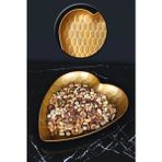 Çavdar Group Gold Kalp Yaprak Lüx Sunum Tepsisi Kalp Motifli Plastik Çerezlik Kahvaltılık Sunum Tabağı