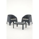 Çavdar Group Olivia 1+1 Bistro Set Minderli 2 Kişilik Oturma Grubu Sehpa Bahçe Balkon Teras Set - Antrasit