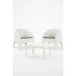 Çavdar Group Olivia 1+1 Bistro Set Minderli 2 Kişilik Oturma Grubu Sehpa Bahçe Balkon Teras Set - Beyaz