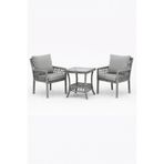 Çavdar Group Oslo Raddan 1+1 Bistro Set Minderli 2 Kişilik Raddan Oturma Grubu Camlı Sehpa Bahçe Balkon Teras Set