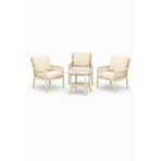 Çavdar Group Oslo Raddan 1+1+1 Bistro Set Minderli 3 Kişilik Raddan Oturma Grubu Bahçe Balkon Teras Set