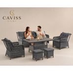 Caviss Home Cavıss Home Monaco Lüks Rattan Bahçe Oturma Grubu 5 Kişilik (3+1+1 ) + 2 Adet Puflu – Bahçe, Teras ve Balkon Mobilya Takımı | Renk Seçenek Minderli, Bahçe Takımı, Balkon Takımı - Antrasit - Gri