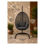 cavisshome CAVISS Home Elite Antrasit Örgü Armut Salıncak -Fındık Salıncak– Antrasit Minderli | Bahçe, Balkon ve Teras İçin Premium Salıncak Koltuk Özel Seri