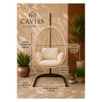 cavisshome CAVISS Home Elite Bej Rengi Örgü Armut Salıncak -Fındık Salıncak– Krem Minderli | Bahçe, Balkon ve Teras İçin Premium Salıncak Koltuk Özel Seri