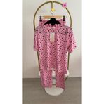 Cavlak Siyah Kalpli Pembe Kısa Kol Pijama Takımı