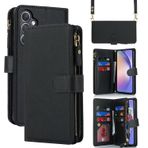 CAVOR Cep telefonu zinciri cep telefonu kılıfı, Samsung Galaxy A54 5G ile uyumlu, kayışlı kılıf, kapaklı deri cüzdan, cep telefonu çantası, [9 kart bölmesi], zincirli], askılı katlanır kılıf - siyah