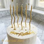 ÇAVUŞ E-TİCARET Kıvrımlı Kıvrık Gold Altın İnce Uzun Mum (6 Adet) | Pasta Üstü Zarafet