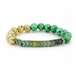 ÇAVUŞ HEMATİT GOLD NEON LAV DOĞAL TAŞ KADIN BİLEKLİK J0099