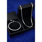 CAXBERN Unisex Yassı Ezme İtalyan Zincir Kolye Bileklik Set Kararmaz Çelik Gümüş 60 Cm - 23 Cm