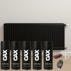 CAXCOLORS 5 Adet Isıya Dayanıklı Petek-Kalorifer-Radyatör-Klima Vernikli Sprey Boya Seti 400 ml - PARLAK SİYAH