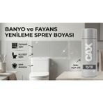 CAXCOLORS Cax Vernikli Suya Dayanıklı Banyo Fayans Klozet Yenileme Sprey Boyası 400 ml + Maskeleme Bandı Hediyeli - Gri