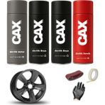CAXCOLORS Mat Siyah Araba Jant Sprey Akrilik Özel Yapım Sprey Boya Seti 400 ml Bant-Zımpara-Eldiven - MAT SİYAH
