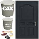 CAXCOLORS Metal-Çelik-Döküm Vernikli Kapı Akrilik Boya Seti 1 LİTRE+500ML Akrilik Koruma ve Parlaklık Verniği - ANTRASİT GRİ