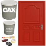CAXCOLORS Metal-Çelik-Döküm Vernikli Kapı Akrilik Boya Seti 1 LİTRE+500ML Akrilik Koruma ve Parlaklık Verniği - KİREMİT