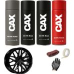 CAXCOLORS Metalik Siyah Araba Jant Sprey Akrilik Özel Yapım Sprey Boya Seti 400 ml Bant-Zımpara-Eldiven - METALİK SİYAH
