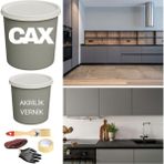 CAXCOLORS Mutfak-Banyo-Fayans Dönüşüm Boya Seti 1 Litre Sıvıya Dayanıklı + Boya Koruma Verniği 500 ml - DÖNÜŞÜM ANTRASİT GRİ