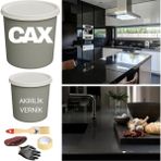 CAXCOLORS Mutfak-Banyo-Fayans Dönüşüm Boya Seti 1 Litre Sıvıya Dayanıklı + Boya Koruma Verniği 500 ml - DÖNÜŞÜM PARLAK SİYAH