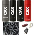 CAXCOLORS Parlak Siyah Araba Jant Sprey Akrilik Özel Yapım Sprey Boya Seti 400 ml Bant-Zımpara-Eldiven - PARLAK SİYAH