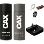 CAXCOLORS Suya Dayanıklı Parlak Beyaz Lavabo-Fayans-Evye Sprey Boyası 400 ml + Kılcal Çizik Dolgu Astarı - MAT SİYAH