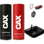 CAXCOLORS Suya Dayanıklı Parlak Beyaz Lavabo-Fayans-Evye Sprey Boyası 400 ml + Kimyasal Koruma Verniği - MAT SİYAH