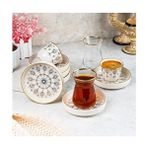 Çay Bardağı Seti Mırra Kahve Takımı Yaldızlı Damla Desenli 6 Kişilik 18 Parça - Sarı - 110 ml