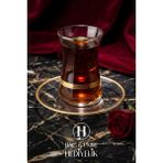 Çay Bardağı Takımı | 6 Kişilik Çay Takımı | Bilezik Desenli Altın ve Gümüş Varaklı Lüks Çay Takımı | Lüks Çay Bardak Seti