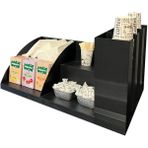 Çay & Kahve 3 Bölmeli Karton Bardaklık Organizer Stand Set - Ahşap Rengi