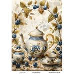Çay Serisi TEA104 Fincan, Çiçek, Pano Desenli 29*42 cm Pirinç Dekopaj