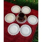 Çay Tabağı 6 Lı Çay Tabağı, Melamin Çay Tabağı, Porselen Görünümlü Şık Desenli Sağlam Plastik Altlık - Beyaz