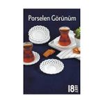 Çay Tabağı Porselen Görünüm 18 Adet Tabağı Seti Seti - Çok Renkli - Orijinal
