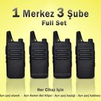 Çaycı Telsizi 1 Merkez 3 Şube Kulaklık Hediyeli Full Set