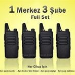 Çaycı Telsizi Seti 1 Merkez 3 Şube PMR446 El Telsizi Full Set Kafe Restoran Garson İletişim Telsizi