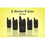 Çaycı Telsizi Seti 1 Merkez 4 Şube Lisanssız PMR446 El Telsizi Full Set Kafe Restoran Otel Garson İletişim Telsizi