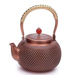 Çaydanlık 1.4L Pure Copper Teapot Handmade Milk Tea Kettle Red Copper Pot Inner Wall Uncoated Boil Water Pot Retro Health Tea Set Çay makinesi