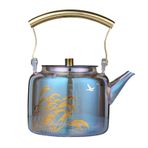 Çaydanlık Stained Glass Tea Kettle Heat Resistant Glass Tea Pot with Filter Strainer Hand-painted Flower Glass Gas Stove Kettle 900Ml Çay makinesi